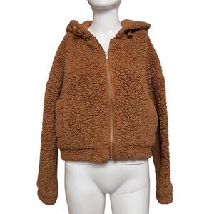 RSQ Cozy Brown Teddy Zip Up Hoodie Size Medium
